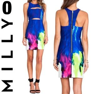 MILLY Resort 2014 Collection Racerback Cut-Out Dress Bodycon Shift 0 XS X-SMALL